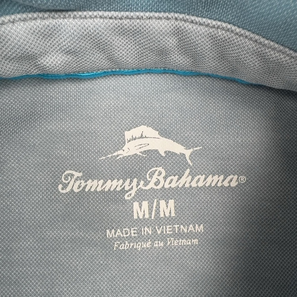 Tommy Bahama Polo Shirt Mens M Blue Lyocell Polyester Tagless Collared - Picture 8 of 10